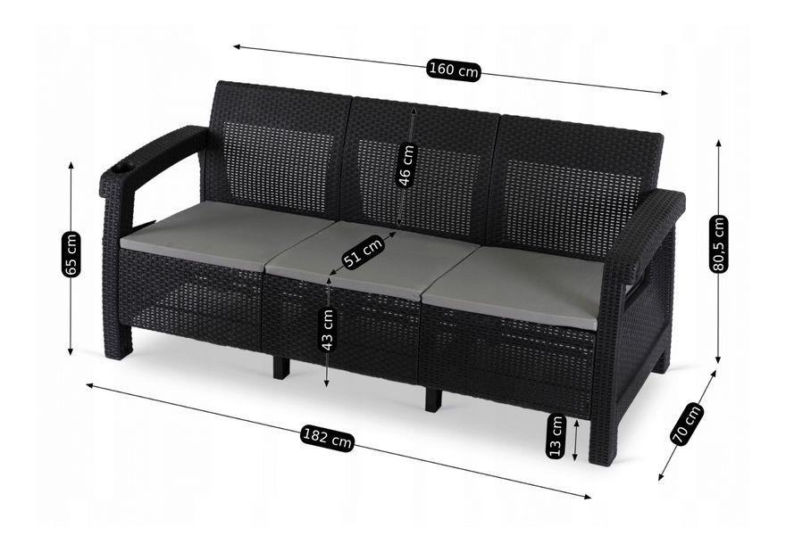 Kerti kanapé Favorece (fekete) 