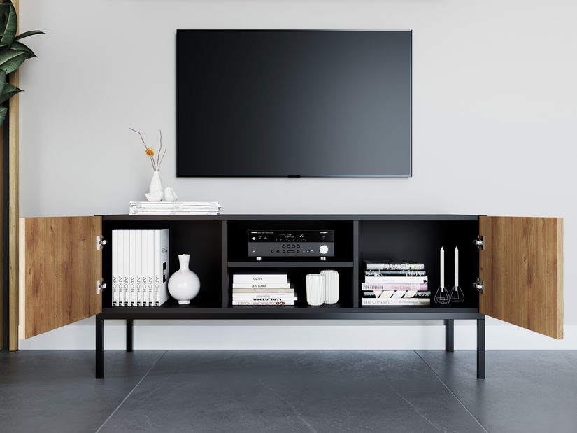 TV stolík Loyd (čierna matná + dub artisan)