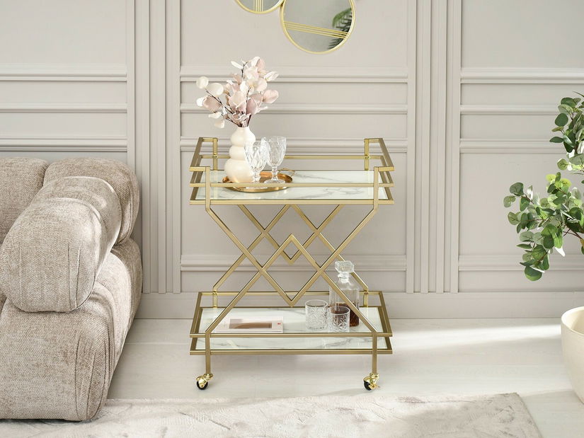 Măsuță de cafea Gemido (marmură + auriu)