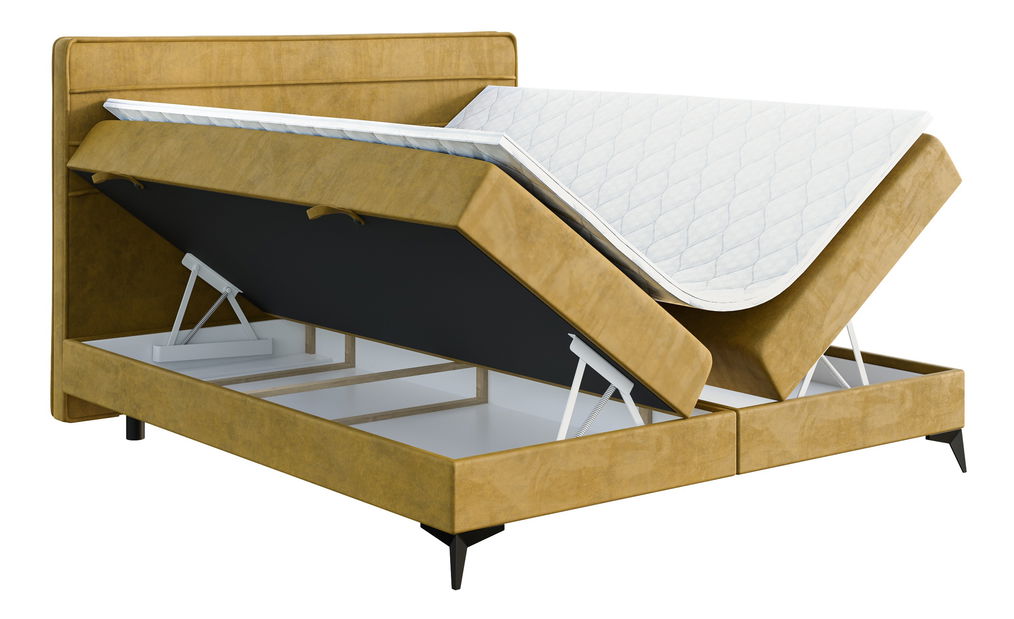 Jednostruki krevet boxspring 120 cm Horazio (žuta) (s madracem i prostorom za odlaganje)
