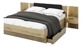 Manželská posteľ 160 cm Lewell (s čelným rámom) (s roštom a úl. priestorom) (dub artisan)