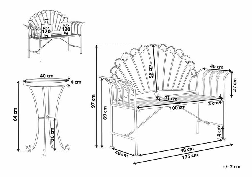 Set pentru grădină CAVEA (roz) (pentru 2 persoane)