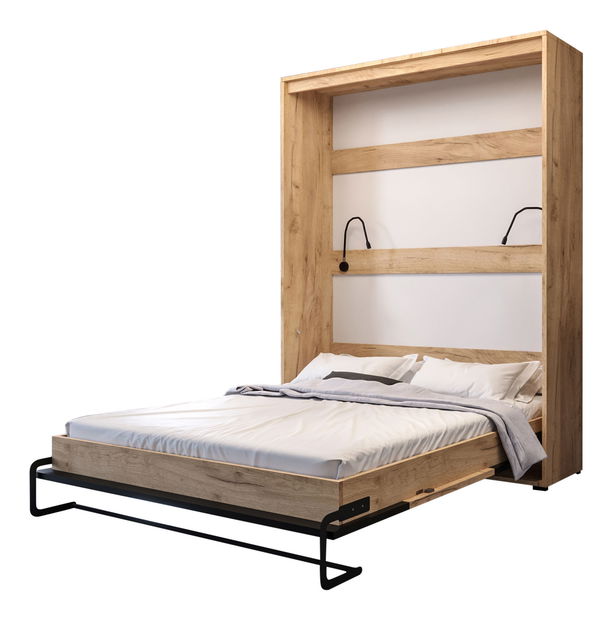 Pat pliant 160 Cassie (craft auriu + Negru mat) (vertical) (cu iluminat)