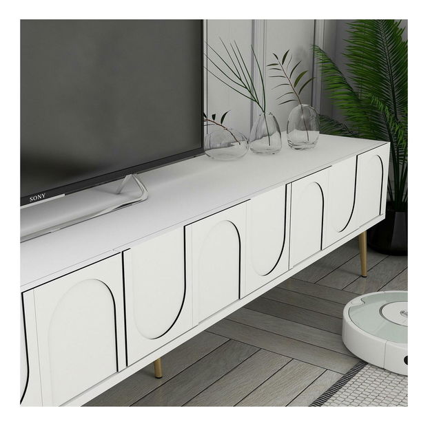 Masă TV/Dulap Bipemu 3 (alb + auriu)