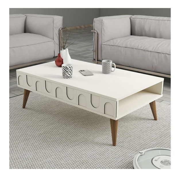 Măsuță de cafea Bipemu 1 (crem + nuc)