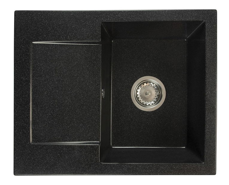 Chiuvetă de bucătărie Dalgam (negru + textură) (cu 2 orificii pentru robinet) (S)