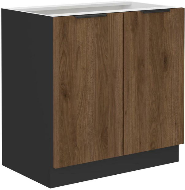 Dolná kuchynská skrinka Manana 80 D 2F BB (korpus: čierna matná + front: orech okapi)