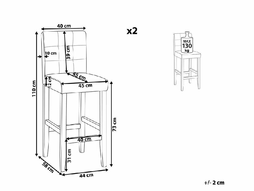 Set 2 ks. barových stoličiek MATON (syntetická koža) (hnedá)