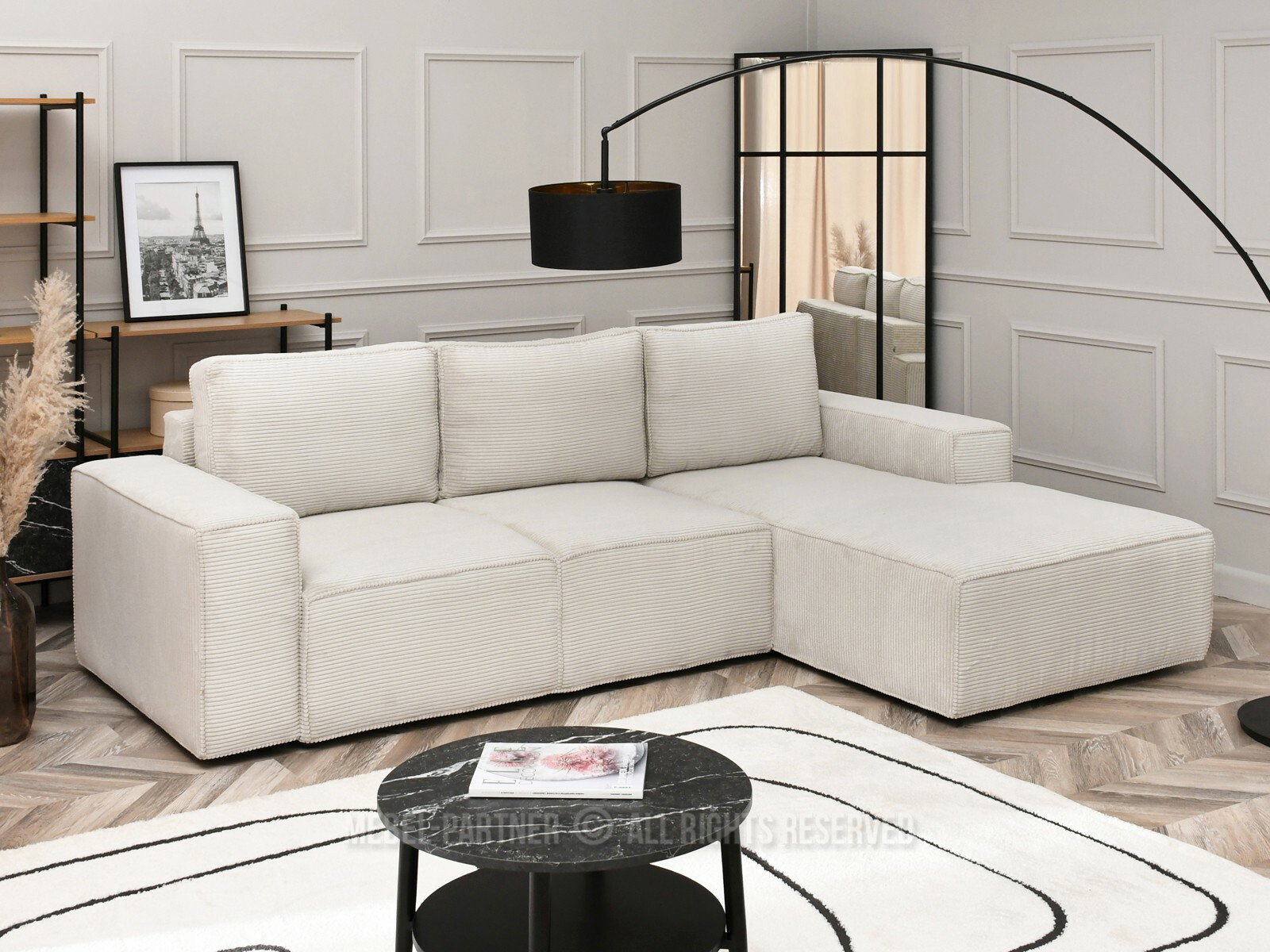 Rohová sedačka Cerebral (krémová + čierna)