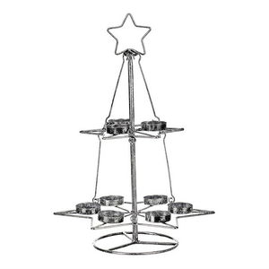 Kovový svietnik v tvare stromčeka (strieborná)