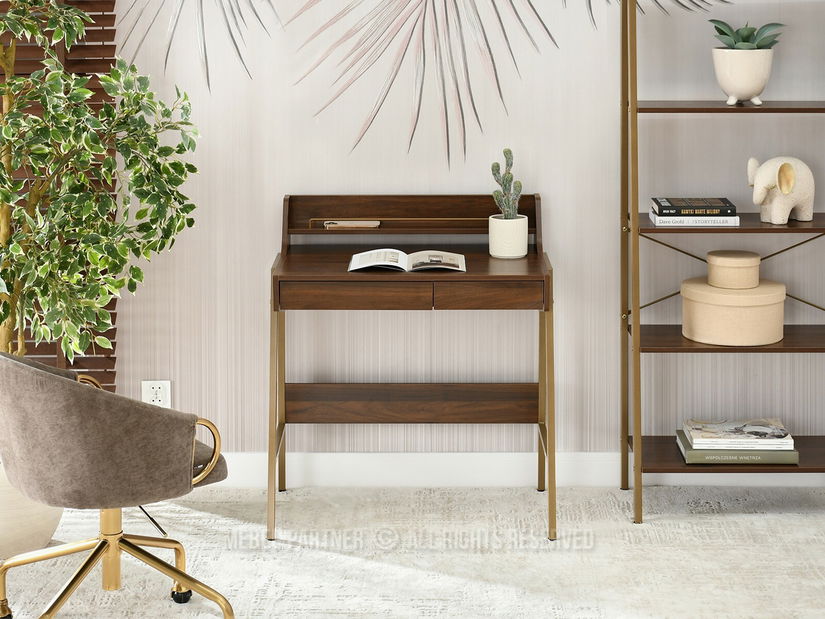 Masă PC Borge (nuc + auriu)