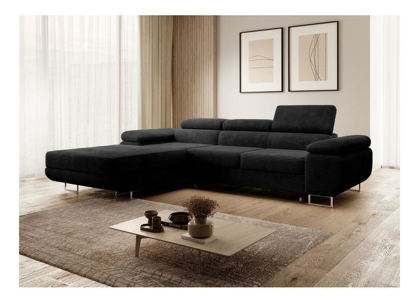 Sarokkanapé Grande (B) (fekete + króm)