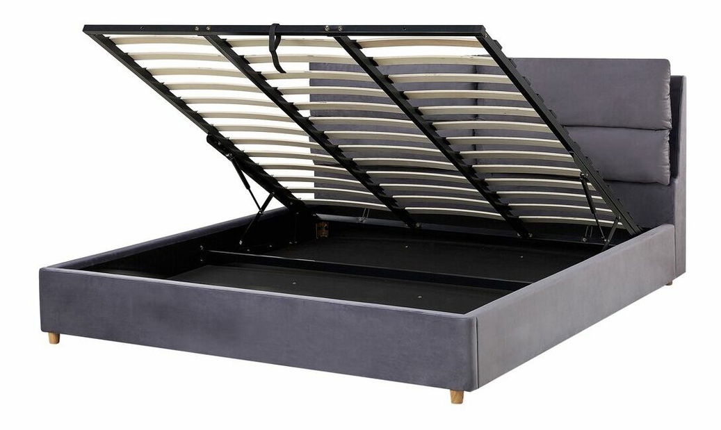 Manželská posteľ 180 cm BALSAS (textil) (sivá) (s roštom)