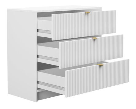 Komoda Rozoma 3SZ (biely velvet + zlatá) 