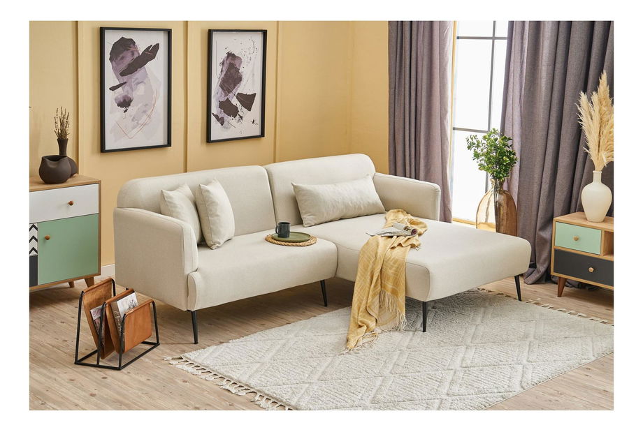 Rohová sedačka Revosatta (P) (krémová + čierna)