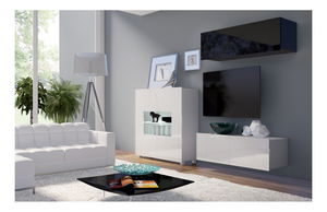 Mobilier living Calabria C9 (Negru + Alb) (fără iluminat)