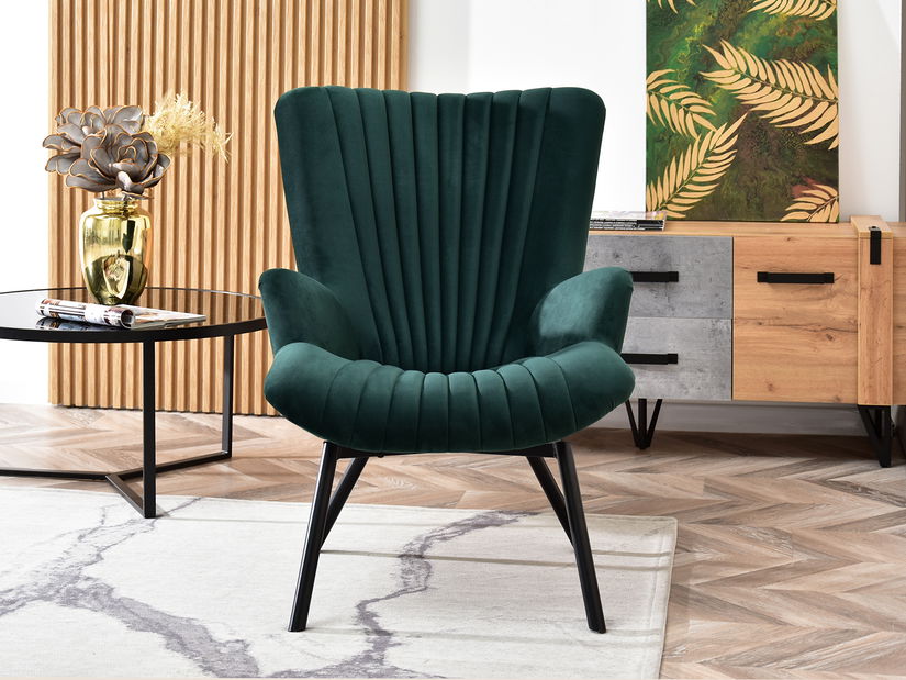 Dizajnové kreslo Lanzaris (zelená + zlatá)