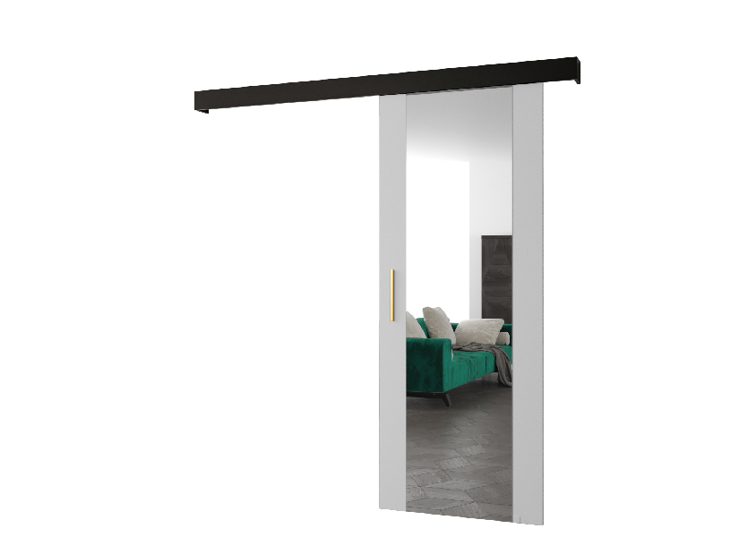 Uși culisante 90 cm Sharlene II (alb mat + negru mat + auriu) (cu oglindă)