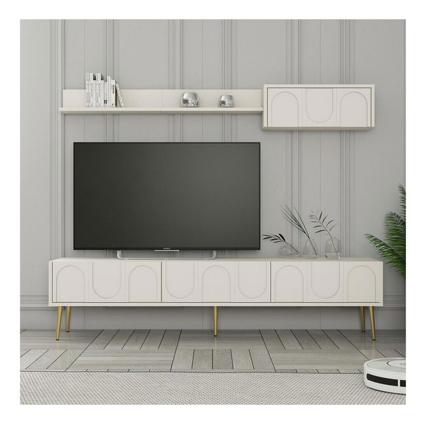 Set mobilier living Lyantela (Crem + Auriu)