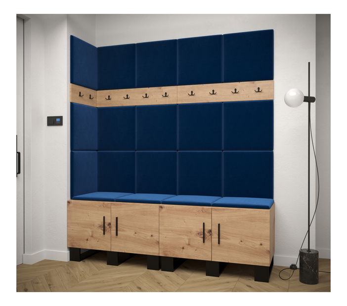 Set mobilier pentru hol Amanda 12 (Stejar artisan + Albastru)