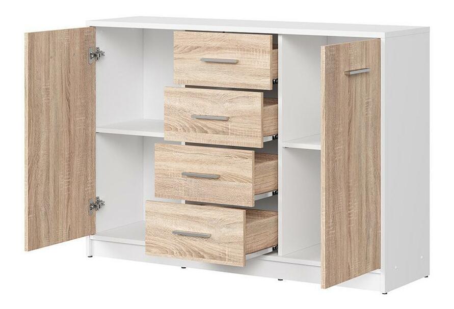 Komód Nepo Plus 6 (fehér + szonoma tölgy) 