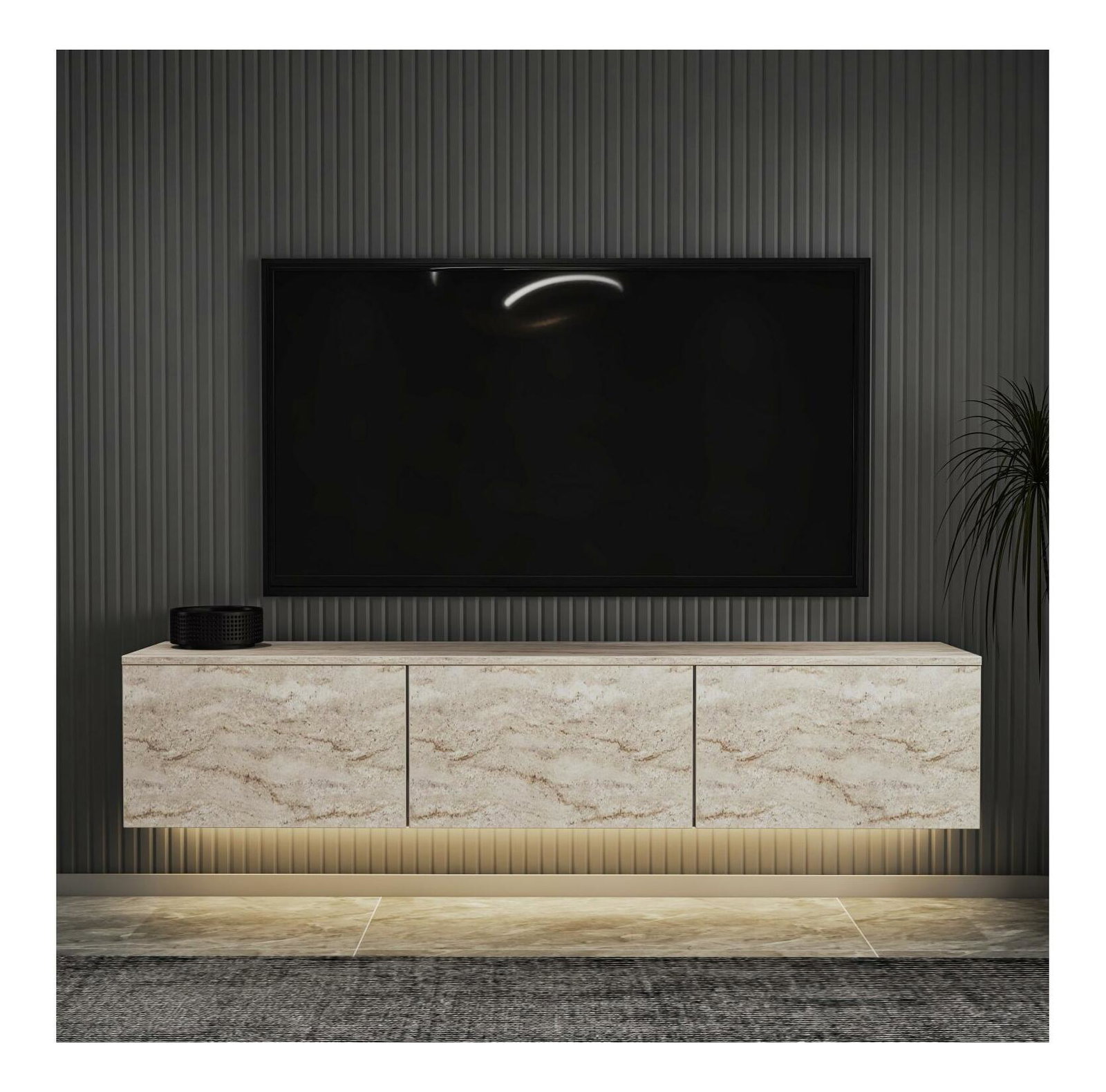 TV stolić/ormarić Neola 1 (travertin) (s rasvjetom)