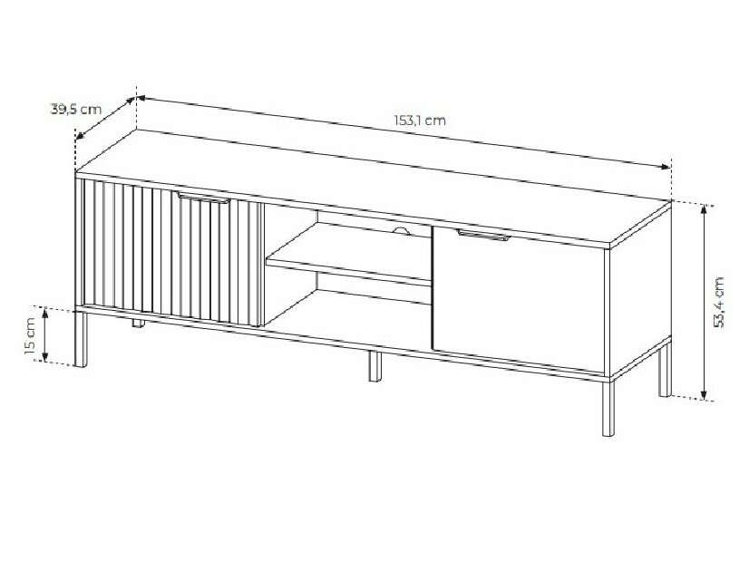 TV stolík/skrinka Rastafa 153 2D (dub artisan + čierna)