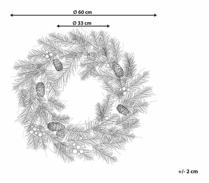 Coroniță de ușă ø 60 cm Emmaline (verde) (cu iluminat)