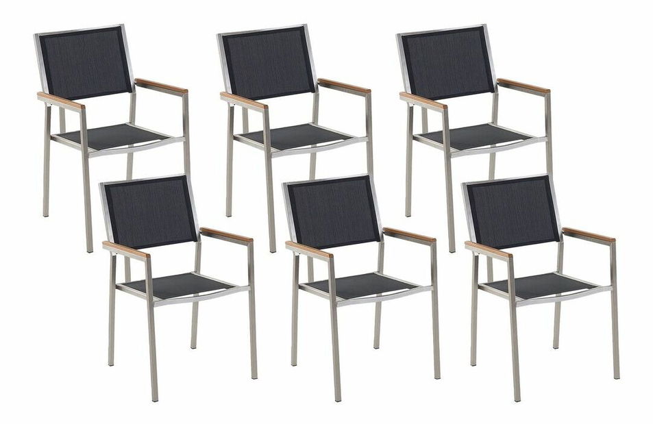 Szék szett 6db Grosso (fekete) (rozsdamentes acél)