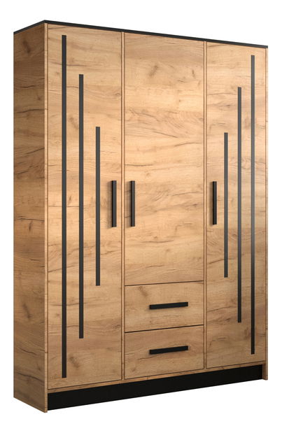 Ruhásszekrény 153 cm Marine 5 (arany craft tölgy + fekete)