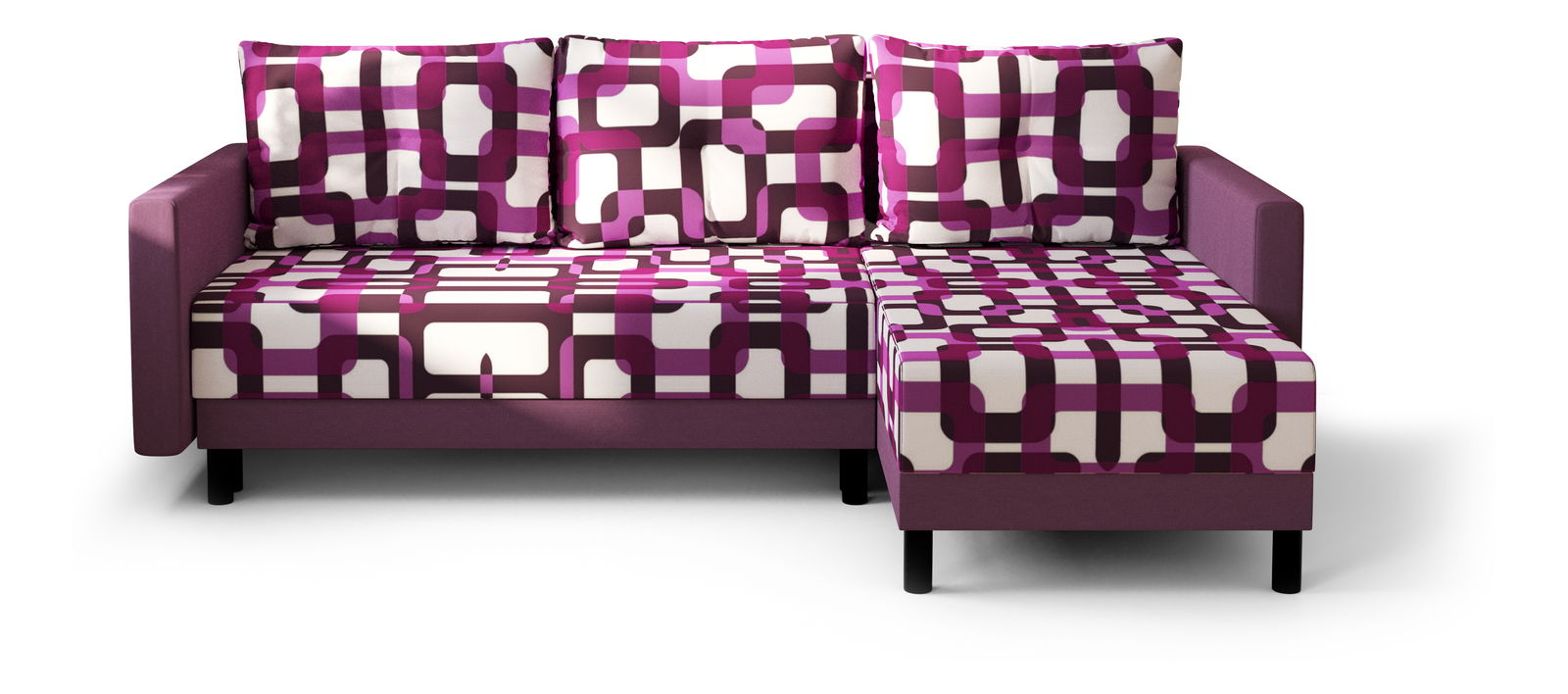 Sarok ülőgarnitúra Glimmer L (lila + fehér) (J)