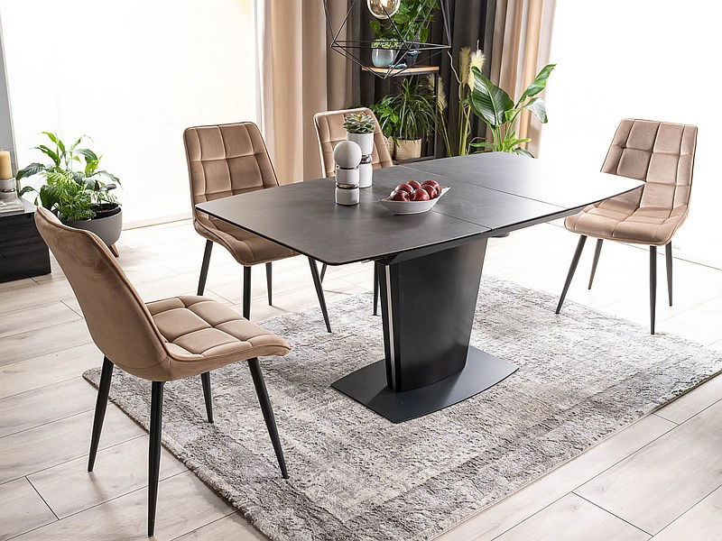 Rozkladací jedálenský stôl 120-160 cm Benedict (čierna + čierna) (pre 4 až 6 osôb)