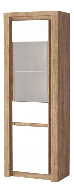 Vitrina Livia 04 (s LED rasvjetom) (hrast ribbeck + bijeli sjaj)