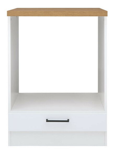 Donji kuhinjski ormarić ispod pećnice Junona line DPK/60/82 (Bijela + Sjaj bijeli + Hrast craft zlatni)