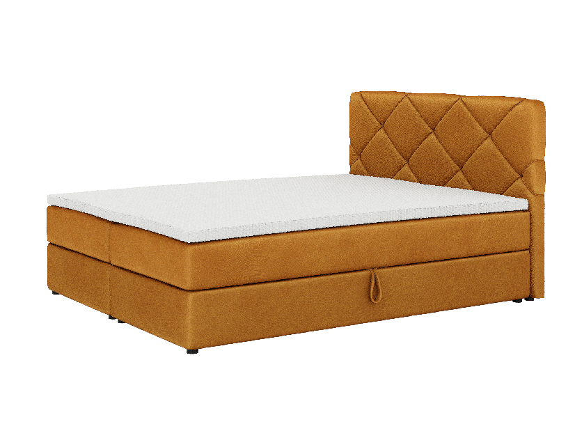 Bračni krevet Boxspring 180x200 cm Karum Comfort (boja senfa) (s podnicom i madracem)
