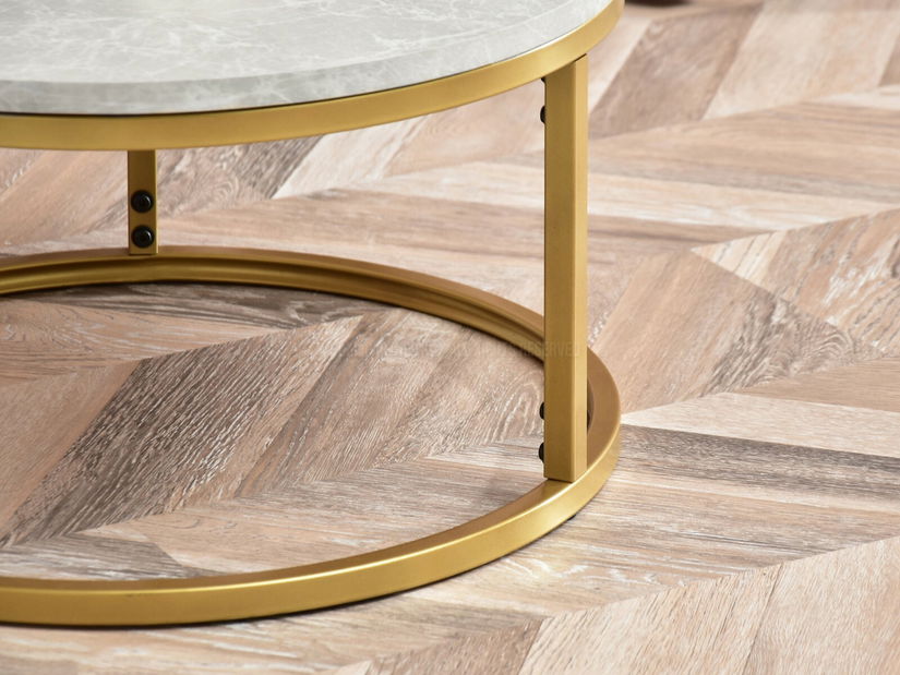 Konferenčný stolík Kolja Stolik S (sivý mramor + zlatá)