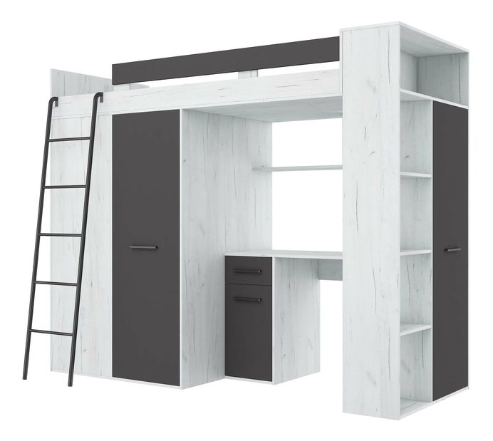 Pat etajat 90 cm Vivian (S)(cu somieră) (Stejar craft + grafit)