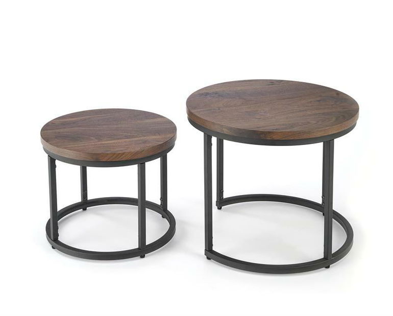 Set 2 kom. stolića za kavu Owen (orah+ crna)