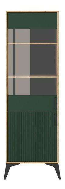 Vitrína Luvonut 2D LU9 (dub artisan + tmavozelená + čierna) *výpredaj