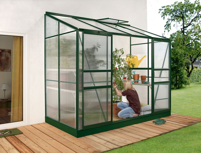 Fal melletti üvegház IDA 3300 (üveg + porszórt zöld)