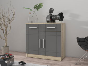 Comodă Porton 2F2S (Stejar sonoma + grafit)