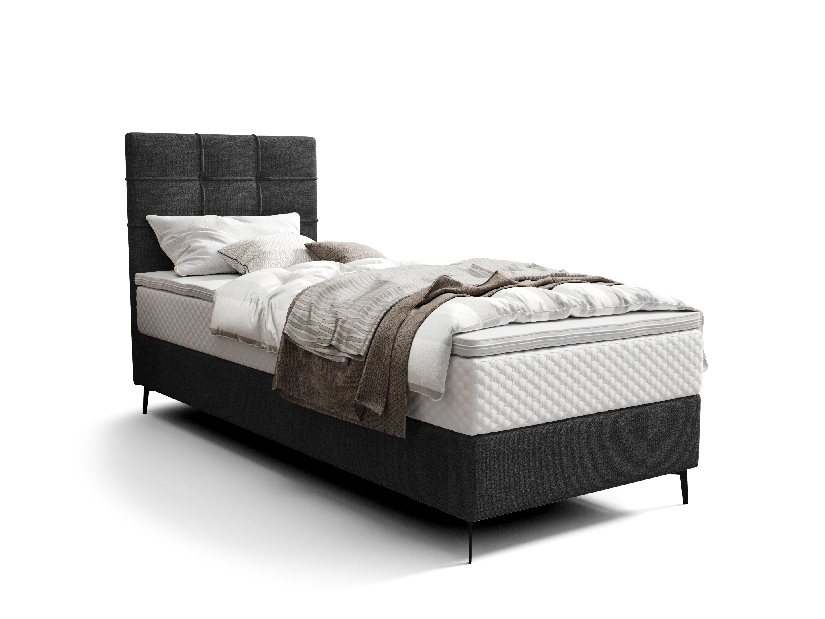 Jednostruki krevet 90 cm Infernus Comfort (crna) (s podnicom, s prostorom za odlaganje)