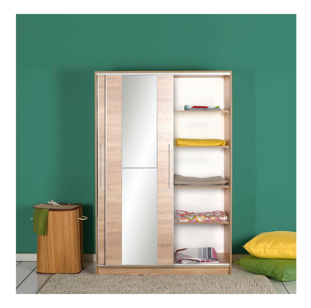 Ormar za garderobu s kliznim vratima Seworella 4 (s ogledalom) (hrast sonoma)
