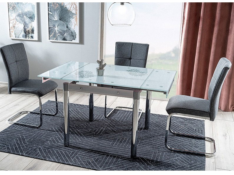 Blagovaonski stol na razvlačenje 80-131 cm Gerardo (crna + krom) (za 4 do 6 osoba)