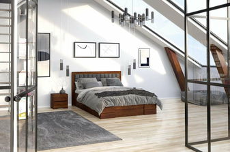 Manželská posteľ 180 cm Naturlig Storhamar High Drawers (borovica)