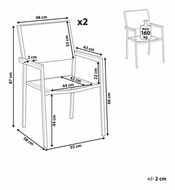 Set 2ks. stoličiek Grosso (čierna) (ratan)