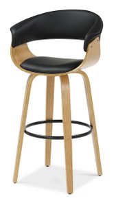 Scaun bar Elynah 75 (negru + stejar)