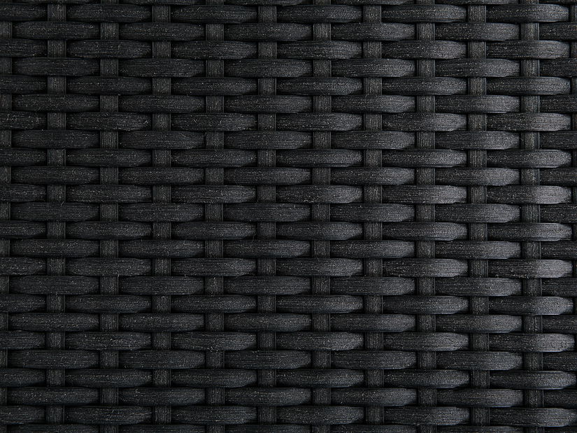 Set de masă pentru grădină Grosso (negru) (blat din sticlă 180x90 cm) (scaune din ratan) (granit)