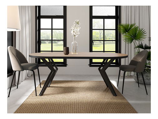 Rozkladací jedálenský stôl Relkona (čierna + dub sonoma) (pre 2-6 osôb)