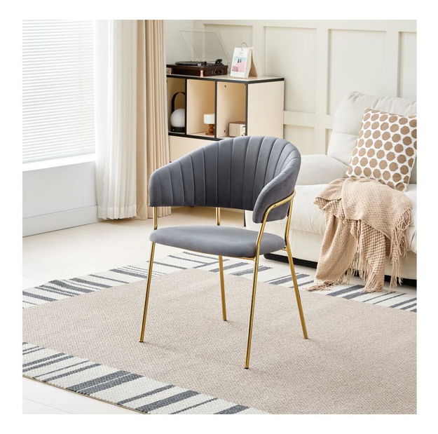 Blagovaonska stolica Dasmona 1 (sivo-smeđa + gold krom zlatni)